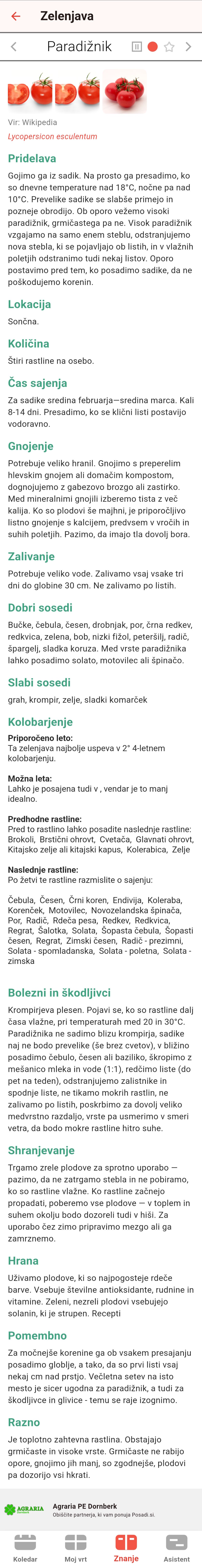 Posnetek zaslona aplikacije Posadi.si