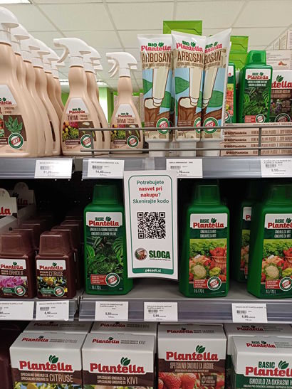 QR-koda Posadi.si v vrtnem centru